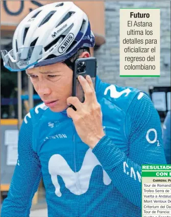  ??  ?? Miguel Ángel López habla por el móvil en la pasada edición de La Vuelta.
RESULTADOS DE SUPERMAN CON EL MOVISTAR