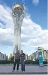  ?? COURTESY PHOTO ?? Renee Moody and Edgar Mauricio Vargas Blanco in front of the Baiterek Tower in Astana.
