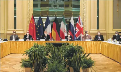  ?? AFP ?? Delegates from Germany, France, Britain, China, Russia and Iran attend a meeting at the Grand Hotel Wien yesterday