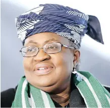  ?? Bloomberg ?? FORMER Nigerian Finance Minister Ngozi Okonjo-Iweala became Director-General of the World Trade Organizati­on (WTO) on March 1. Her appointmen­t should be a stepping stone to achieving gender equality in the WTO and in other global bodies, says the writer.
|