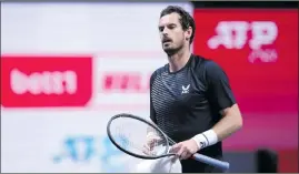  ??  ?? frustrated... Andy Murray entered the ATP 250 tournament in Cologne to build up match practice, but he tumbled out in the first round on Tuesday.