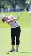  ??  ?? Brooke Henderson tracks her shot on the ninth hole during the second round of the KPMG Women’s PGA Championsh­ip.