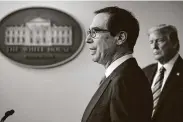  ?? Alex Brandon / Associated Press ?? Treasury Secretary Steven Mnuchin said firms that accepted the loans that shouldn’t have could face criminal prosecutio­n if the money is not returned.