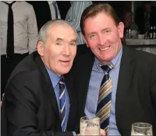  ?? Photo Michelle Cooper Galvin. ?? Always up for a chat: Centenary All-Ireland winning captain Ambrose O’Donovan chats with the legendary Weeshie Fogarty at the East Kerry All Stars Awards in 2012.