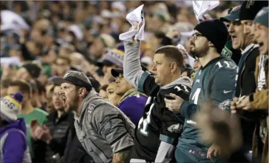  ?? ASSOCIATED PRESS ?? Fans cheer during the Eagles Divisional round playoff win over the Vikings at Lincoln Financial Field. Once again some in the national media are taking potshots at Philly fans. We beg to differ.