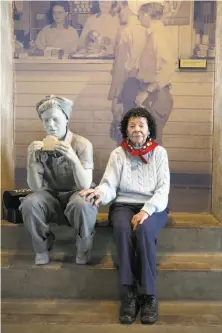  ?? Liz Hafalia / The Chronicle ?? Welder Connie Rangel Gomez, 94, takes part in the ceremony honoring National Rosie the Riveter Day at the Visitor Education Center in Richmond.