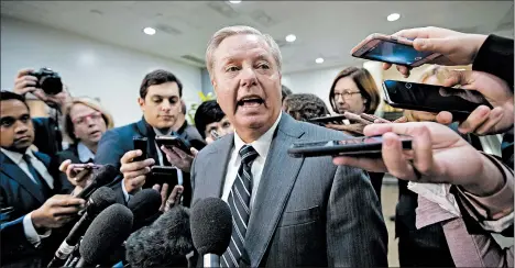  ?? J. SCOTT APPLEWHITE/AP ?? “There’s not a smoking gun, there’s a smoking saw,” said Sen. Lindsey Graham, regarding Jamal Khashoggi’s death.