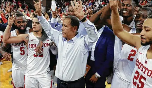  ?? Michael Wyke ?? After Selection Sunday, University of Houston coach Kelvin Sampson and his players will be celebratin­g a spot in the NCAA Tournament.