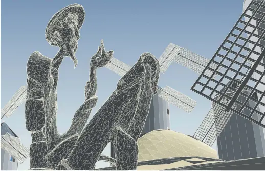  ??  ?? Don Quichotte devant ses moulins à vent. - Illustrati­on