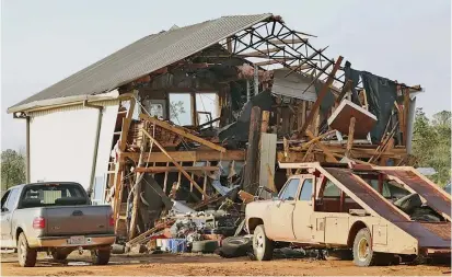  ?? Photo: AP ?? A damaged home is seen in the aftermath of severe weather, on January 12, 2023, near Prattville, Alabama.