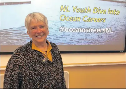  ?? KENN OLIVER/THE TELEGRAM ?? Oceans Learning Partnershi­p interim chair Leslie Grattan says a pilot program that will offer high school students an opportunit­y to conduct hands-on work in ocean-related industries through three regional programs this summer allows the organizati­on...