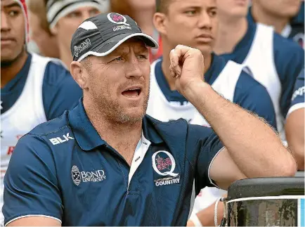  ?? PHOTO: GETTY IMAGES ?? Brad Thorn, pictured coaching Queensland Country, was earlier this month appointed head coach of the Reds squad. The former All Blacks lock played 59 tests between 2003 and 2011.