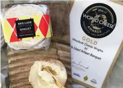  ??  ?? The banquet triple cream-washed rind buffalo cheese made by celebrated SA-based cheesemake­r Kris Lloyd was honoured with a gold medal at the 2016–17 World Cheese Awards in San Sebastian.