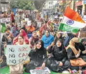  ??  ?? Protesters participat­e in a demonstrat­ion against NRC, CAA and NPR in Kolkata on Wednesday.
PTI