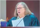  ?? EDDIE MOORE/JOURNAL ?? First District Judge Sarah Singleton agreed with legislator­s that Gov. Susana Martinez improperly vetoed 10 bills.