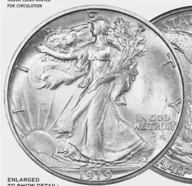  ??  ?? SILVER: one of the last
silver coins minted for circulatio­n ENLARGED TO SHOW DETAIL: year varies 1916-1947