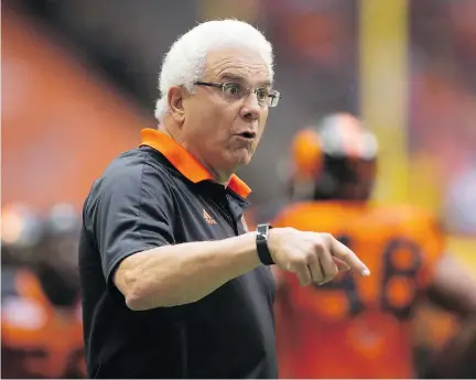  ?? THE CANADIAN PRESS/FILES ?? Anyone who thinks Wally Buono is a lame duck coach heading into his final year on the sidelines with the B.C. Lions doesn’t know the man. Buono has stayed on out of loyalty to team owner David Braley, but he insists he’s done once the 2018 campaign...