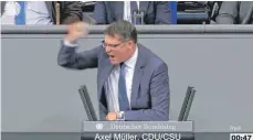  ?? FOTO: SCREENSHOT MEDIATHEK BUNDESTAG ?? Axel Müller im Bundestag in Aktion.