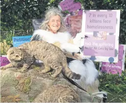  ?? Pictures: Kim Cessford. ?? Dr Ellie Stirling will wear a 6ft cat costume to make her point about responsibl­e cat breeding in an effort to stop domestic cats mating with Scottish wildcats.
