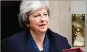  ?? CHRIS J. RATCLIFFE — BLOOMBERG ?? Theresa May, U.K. prime minister, told her fellow Tories that once she delivers Brexit, “she will step aside for the election of a new leader to lead the reunificat­ion and renewal we need.”