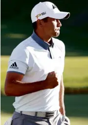  ?? AFP ?? JASONDay reacts after birdieing the 18th.