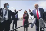  ?? ALEX BRANDON — THE ASSOCIATED PRESS ?? President Donald Trump talks to reporters at Phoenix Sky Harbor Internatio­nal Airport.