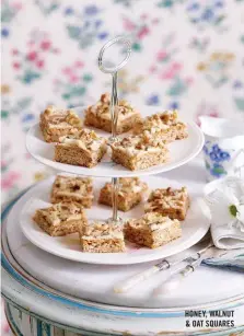  ??  ?? HONEY, WALNUT & OAT SQUARES