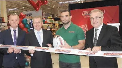  ??  ?? Dave Kearney, with John Mohan, Fintan Smyth and Leo Crawford, BWG Group at the official opening of Value Centre, Ecco Road, Dundalk.