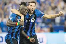  ?? PAUL CHIASSON/THE CANADIAN PRESS FILES ?? Montreal Impact forwards Dominic Oduro, left, Ignacio (Nacho) Piatti and Matteo Mancosu (not shown) combined for 10 of Montreal’s 12 goals during the MLS playoffs.