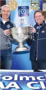  ??  ?? Ray Finlay and Paul Winston with the Sam Maguire cup when it visited Southgate Shopping Centre with St Colmcilles GFC