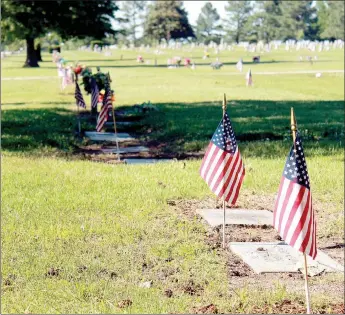  ?? Michael Burchfiel/Siloam Sunday ?? Flags were Slaced at the graves Rf nearly 700 veterans at Oak Hill CePetery.