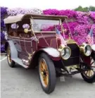  ??  ?? Left: The 1909 Huselton soft-top touring car on display in Harmony started its life as a two-seat race car and was rebuilt and extended in 1911.