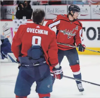  ?? PABLO MARTINEZ MONSIVAIS
THE ASSOCIATED PRESS ?? Nicklas Backstrom, right, and Alex Ovechkin have led the Washington Capitals for more than a decade. The Capitals face Vegas Golden Knights in the Stanley Cup final.