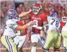  ?? KEVIN JAIRAJ/USA TODAY SPORTS ?? OU defensive lineman Perrion Winfrey (8) fights through the Western Carolina offensive line last week in a 76-0 win at Owen Field in Norman.