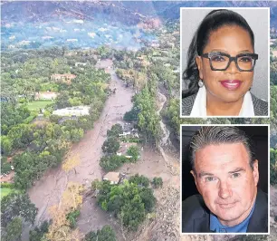  ??  ?? Aerial view of devastatio­n in Montecito where Winfrey and Connors both live