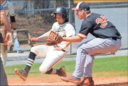  ?? Jeremy Stewart ?? Rockmart’s Colton Leathers slides into home plate ahead of the tag by LaFayette’s Cody Davis during the fifth inning of Thursday’s game at Rockmart High School.