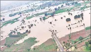  ?? ANI ?? An aerial view of the flood-affected area due to heavy rainfall and overflow of Parvati river in Shivpuri on Tuesday.