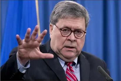  ?? Michael Reynolds/Associated Press ?? Former Attorney General William Barr