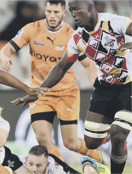  ??  ?? 2 Sergeal Petersen of the Cheetahs is tackled during a Super Rugby match against Southern Kings at Toyota Stadium in Bloemfonte­in. The Scottish Rugby Union says it was at ‘the forefront’ of the move to bring the two South African teams into an expanded...
