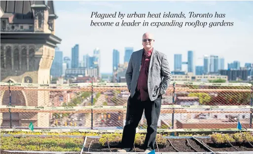  ?? CARLOS OSORIO/TORONTO STAR ?? Robert Wright, the dean of forestry at the University of Toronto, on the green roof at U of T’s Daniels Faculty of Architectu­re building on Spadina Cres.