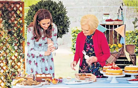  ??  ?? Mary Berry, above, joined the Duke and Duchess of Cambridge on charity engagement­s before helping them prepare a Christmas party with winner Nadiya Hussain, below