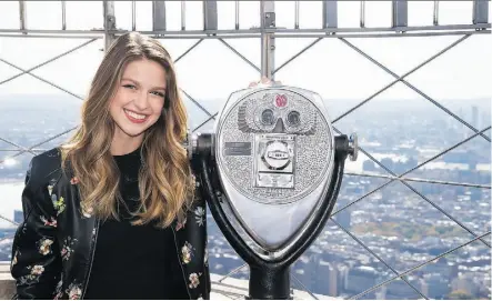  ?? CHARLES SYKES/INVISION/THE ASSOCIATED PRESS ?? Melissa Benoist visits New York City’s Empire State Building on Monday to promote her new television series, Supergirl.