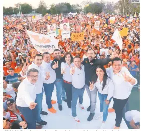  ?? ESPECIAL ?? RESPALDO. El abanderado emecista por Tlajomulco fue acompañado por el candidato a la gubernatur­a de Jalisco, Pablo Lemus, ante 20 mil personas en la unidad deportiva Chivabarri­o.