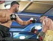  ?? Photo: Kevin Farmer ?? BIG HITS: Willie Nasio (left) on the attack against Herman Ene-Purcell in their Queensland heavyweigh­t title fight.