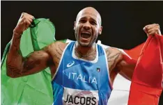  ?? Foto: David Goldmann, dpa ?? Nach Eurovision Songcontes­t und Fußball europameis­terschaft freuen sich die Italie  ner über 100 Meter olympiasie­ger Lamont Marcell Jacobs.