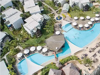 ??  ?? An aerial view of Wyndham Resort on Denarau Island.