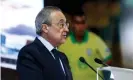  ?? Photograph: Juan Medina/Reuters ?? Florentino Pérez, president of Real Madrid, is accused of using ‘threatenin­g methods’ by head of La Liga.