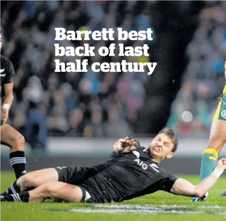  ??  ?? Whether on attack or defence, there is no rugby player of recent decades with Beauden Barrett’s breadth of skills.