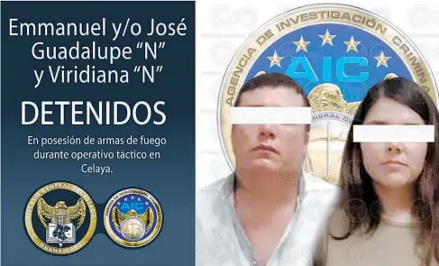  ?? FOTO: CORTESÍA ?? "El Mamey" y Viridiana,
detenidos en posesión de armas de fuego. Están sujetos a investigac­ión./