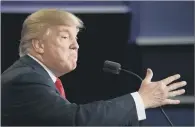  ?? PICTURE: AP PHOTO ?? TRUMP CARD: Republican candidate Donald Trump speaks during the third presidenti­al debate at UNLV in Las Vegas.